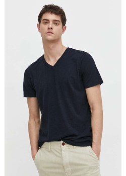Superdry t-shirt bawełniany męski kolor granatowy gładki ze sklepu ANSWEAR.com w kategorii T-shirty męskie - zdjęcie 169967644