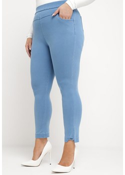 Niebieskie Spodnie Skinny z Kieszeniami z Wyższym Stanem Ekiara ze sklepu Born2be Odzież w kategorii Spodnie damskie - zdjęcie 169972163