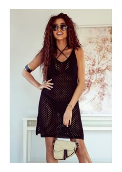 letnia sukienka ażurowa giorgia polski producent j&k - czarny ze sklepu STYLOWO w kategorii Odzież plażowa - zdjęcie 169990832