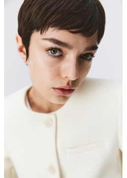 H & M - Krótka kurtka z diagonalu - Biały ze sklepu H&M w kategorii Kurtki damskie - zdjęcie 169992241