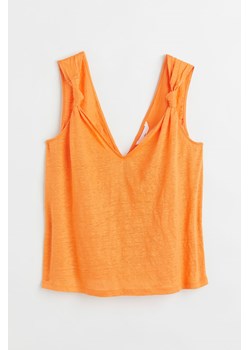 H & M - Lniany top w serek - Pomarańczowy ze sklepu H&M w kategorii Bluzki damskie - zdjęcie 169992350