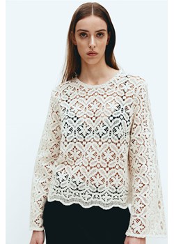 H & M - Koronkowa bluzka - Biały ze sklepu H&M w kategorii Bluzki damskie - zdjęcie 169992480