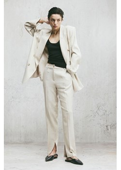 H & M - Spodnie z domieszką lnu - Beżowy ze sklepu H&M w kategorii Spodnie damskie - zdjęcie 169992664