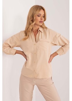 Beżowa rozpinana koszula damska z kieszonką ze sklepu 5.10.15 w kategorii Koszule damskie - zdjęcie 169994214