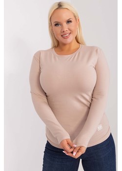 Beżowa dopasowana bluzka damska plus size ze sklepu 5.10.15 w kategorii Bluzki damskie - zdjęcie 169994230