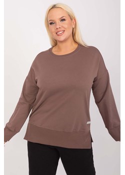 Brązowa dresowa bluza damska plus size z bawełny ze sklepu 5.10.15 w kategorii Bluzy damskie - zdjęcie 169994252