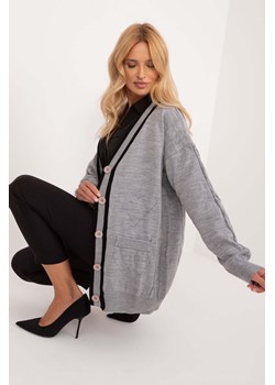 Szary dzianinowy sweter damski z ażurowymi sercami ze sklepu 5.10.15 w kategorii Swetry damskie - zdjęcie 169994281
