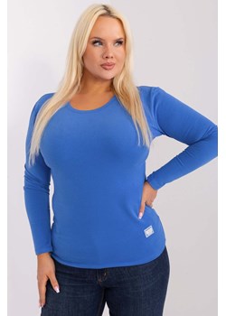 Ciemnoniebieska dopasowana bluzka damska plus size ze sklepu 5.10.15 w kategorii Bluzki damskie - zdjęcie 169994403