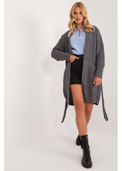 Ciemnoszary sweter kardigan damski z kieszeniami ze sklepu 5.10.15 w kategorii Swetry damskie - zdjęcie 169994404