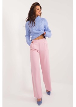Jasnoróżowe proste spodnie damskie eleganckie ze sklepu 5.10.15 w kategorii Spodnie damskie - zdjęcie 169994494