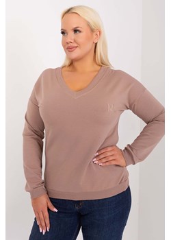 Ciemnobeżowa bluzka damska plus size z bawełny ze sklepu 5.10.15 w kategorii Bluzki damskie - zdjęcie 169994561