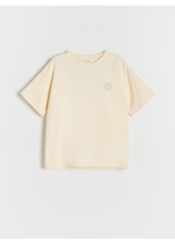 Reserved - T-shirt z aplikacją - jasnożółty ze sklepu Reserved w kategorii Bluzki dziewczęce - zdjęcie 170001644