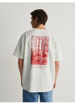 Reserved - T-shirt regular z nadrukiem - złamana biel ze sklepu Reserved w kategorii T-shirty męskie - zdjęcie 170002080