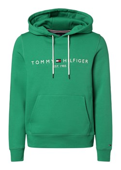 Tommy Hilfiger Męski sweter z kapturem Mężczyźni zielony jednolity ze sklepu vangraaf w kategorii Bluzy męskie - zdjęcie 170004150