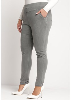 Szare Spodnie Jegginsy z Gumką w Talii Elasande ze sklepu Born2be Odzież w kategorii Spodnie damskie - zdjęcie 170005223