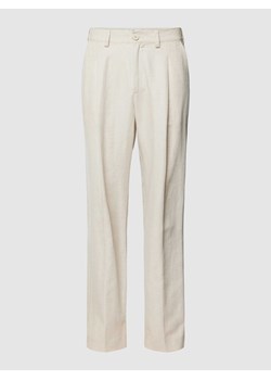 Spodnie materiałowe o kroju regular fit z zakłądkami w pasie ze sklepu Peek&Cloppenburg  w kategorii Spodnie męskie - zdjęcie 170006610