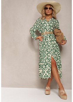 Zielona Koszulowa Sukienka Ozdobiona Ornamentalnym Printem Crypta ze sklepu Renee odzież w kategorii Sukienki - zdjęcie 170006670