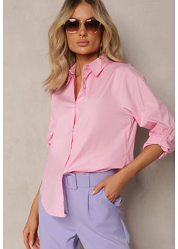 Różowa Klasyczna Koszula z Długimi Rękawami z Możliwością Podwinięcia Brennadia ze sklepu Renee odzież w kategorii Koszule damskie - zdjęcie 170006690