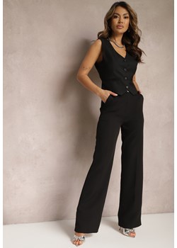 Czarne Garniturowe Spodnie High Waist z Kieszeniami Blathe ze sklepu Renee odzież w kategorii Spodnie damskie - zdjęcie 170006770