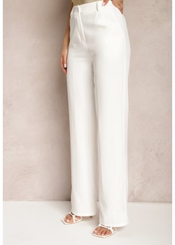 Białe Garniturowe Spodnie High Waist z Kieszeniami Blathe ze sklepu Renee odzież w kategorii Spodnie damskie - zdjęcie 170006773