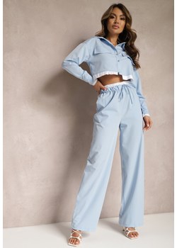 Niebieski Komplet Utility z Krótką Koszulą i Szerokimi Spodniami z Gumką w Talii Ondina ze sklepu Renee odzież w kategorii Komplety i garnitury damskie - zdjęcie 170006980