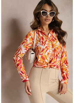Pomarańczowa Koszula z Printem w Malarskim Stylu Teagania ze sklepu Renee odzież w kategorii Koszule damskie - zdjęcie 170007051