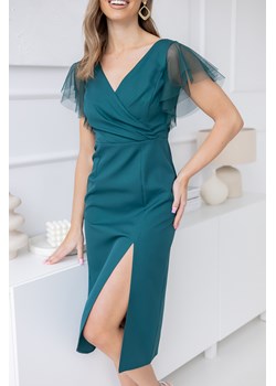 Butelkowozielona Sukienka błyszcząca SIMONIA ze sklepu TONO w kategorii Sukienki - zdjęcie 170009671
