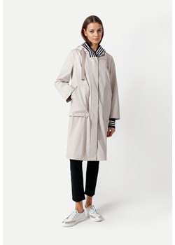 Beżowa długa kurtka z ozdobnymi ściągaczami ze sklepu Molton w kategorii Kurtki damskie - zdjęcie 170010040