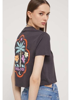 Volcom t-shirt bawełniany damski kolor szary ze sklepu ANSWEAR.com w kategorii Bluzki damskie - zdjęcie 170010794