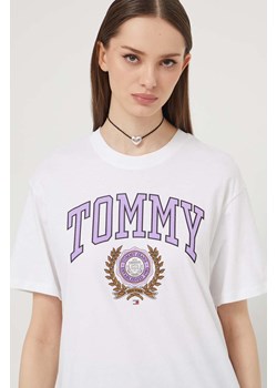 Tommy Jeans t-shirt bawełniany damski kolor biały DW0DW17824 ze sklepu ANSWEAR.com w kategorii Bluzki damskie - zdjęcie 170010813