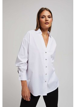 Koszula z złotymi ozdobnymi guzikami i kołnierzykiem biała ze sklepu Moodo.pl w kategorii Koszule damskie - zdjęcie 170016040