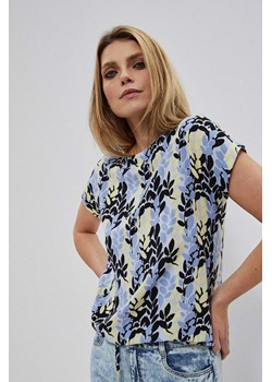 Bluzka koszulowa we wzory błękitna ze sklepu Moodo.pl w kategorii Bluzki damskie - zdjęcie 170018884