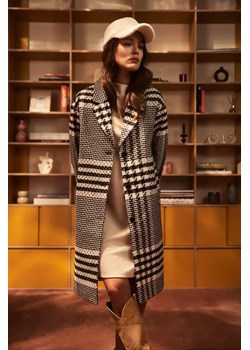 Długi płaszcz czarno-biały ze sklepu Moodo.pl w kategorii Płaszcze damskie - zdjęcie 170025271