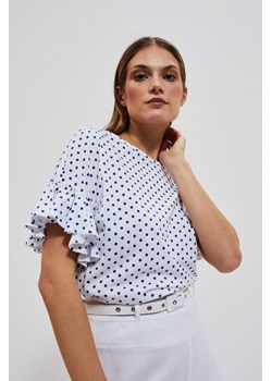 Bluzka z falbaną na rękawie niebieska ze sklepu Moodo.pl w kategorii Bluzki damskie - zdjęcie 170026722