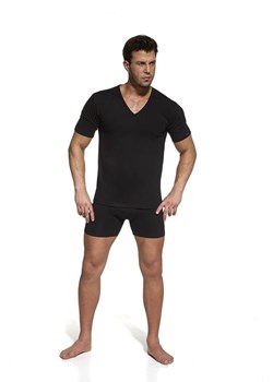 Koszulka męska krótki rękaw High Emotion 531 Cornette czarna ze sklepu piubiu_pl w kategorii Podkoszulki męskie - zdjęcie 170029883