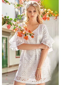 Sukienka z gipiurą Diana Iconique IC23-015 biała ze sklepu piubiu_pl w kategorii Sukienki - zdjęcie 170029971