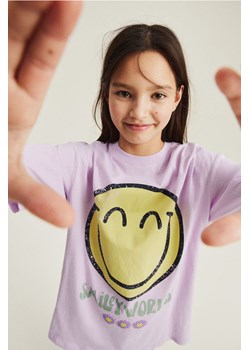 H & M - T-shirt oversize z nadrukiem - Fioletowy ze sklepu H&M w kategorii Bluzki dziewczęce - zdjęcie 170039681