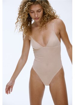 H & M - Siateczkowe body thong Light Shape - Beżowy ze sklepu H&M w kategorii Body damskie - zdjęcie 170039770