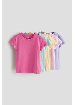 H & M - Bawełniany T-shirt 5-pak - Różowy ze sklepu H&M w kategorii Bluzki dziewczęce - zdjęcie 170039971