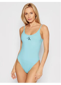 Calvin Klein Swimwear Strój kąpielowy Scoop Back KW0KW01341 Niebieski ze sklepu MODIVO w kategorii Stroje kąpielowe - zdjęcie 170040834
