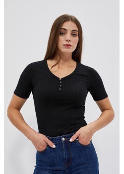 Dopasowana bluzka damska z guziczkami czarna ze sklepu 5.10.15 w kategorii Bluzki damskie - zdjęcie 170043502
