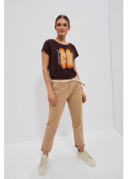 Brązowa koszulka damska z nadrukiem ze sklepu 5.10.15 w kategorii Bluzki damskie - zdjęcie 170043532