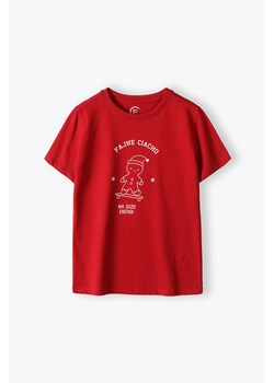 T-shirt chłopięcy z napisem "Fajne ciacho ma dużo energii" bordowy ze sklepu 5.10.15 w kategorii T-shirty chłopięce - zdjęcie 170043540
