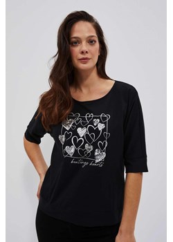 Damski t-shirt z nadrukiem w serca czarny ze sklepu 5.10.15 w kategorii Bluzki damskie - zdjęcie 170043542