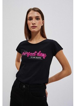 Czarny t-shirt damski z napisem ze sklepu 5.10.15 w kategorii Bluzki damskie - zdjęcie 170043641