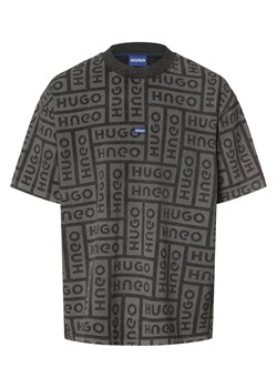 HUGO BLUE Koszulka męska - Nidane Mężczyźni Bawełna czarny wzorzysty ze sklepu vangraaf w kategorii T-shirty męskie - zdjęcie 170049083
