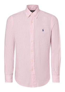 Polo Ralph Lauren Męska koszula lniana - Custom Fit Mężczyźni Modern Fit len różowy w paski ze sklepu vangraaf w kategorii Koszule męskie - zdjęcie 170049214