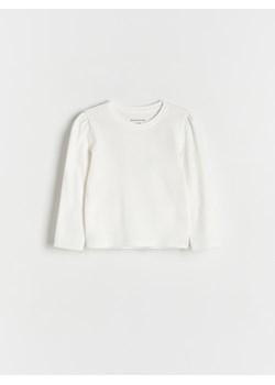 Reserved - Bawełniana koszulka w prążki - złamana biel ze sklepu Reserved w kategorii Bluzy i swetry - zdjęcie 170052683