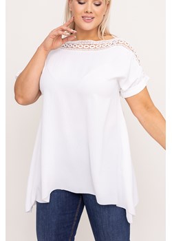 Biała Bluzka z haftowanym dekoltem LAGUZI ze sklepu TONO w kategorii Bluzki damskie - zdjęcie 170058732