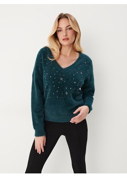 Mohito - Zielony sweter z aplikacjami - ciemny zielony ze sklepu Mohito w kategorii Swetry damskie - zdjęcie 170062254